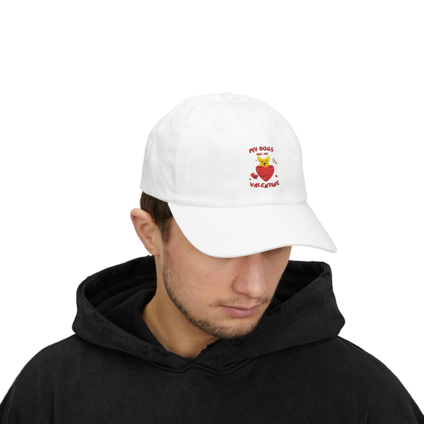 Cap — "My Dog's Valentine" Cute Heart & Pup Embroidered Hat