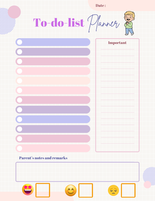 Printable kids planner - Boy