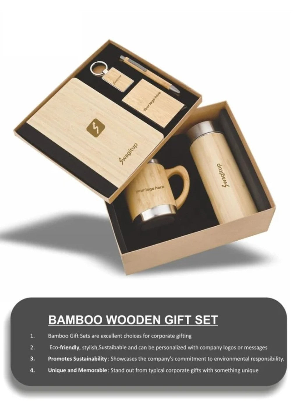 10 Bamboo Corporate Pack A – Eco-Friendly Gift Set